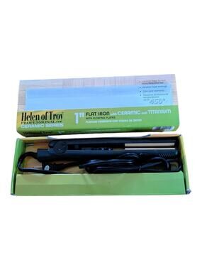 Helen of Troy Ceramic Series 1" Flat Iron Hair Straightener Titanium Black Gold